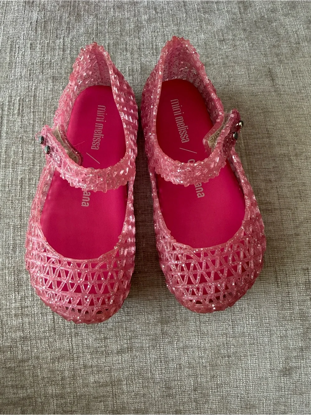 Mini Melissa Girls' Pink Jelly Mary Jane Sandals